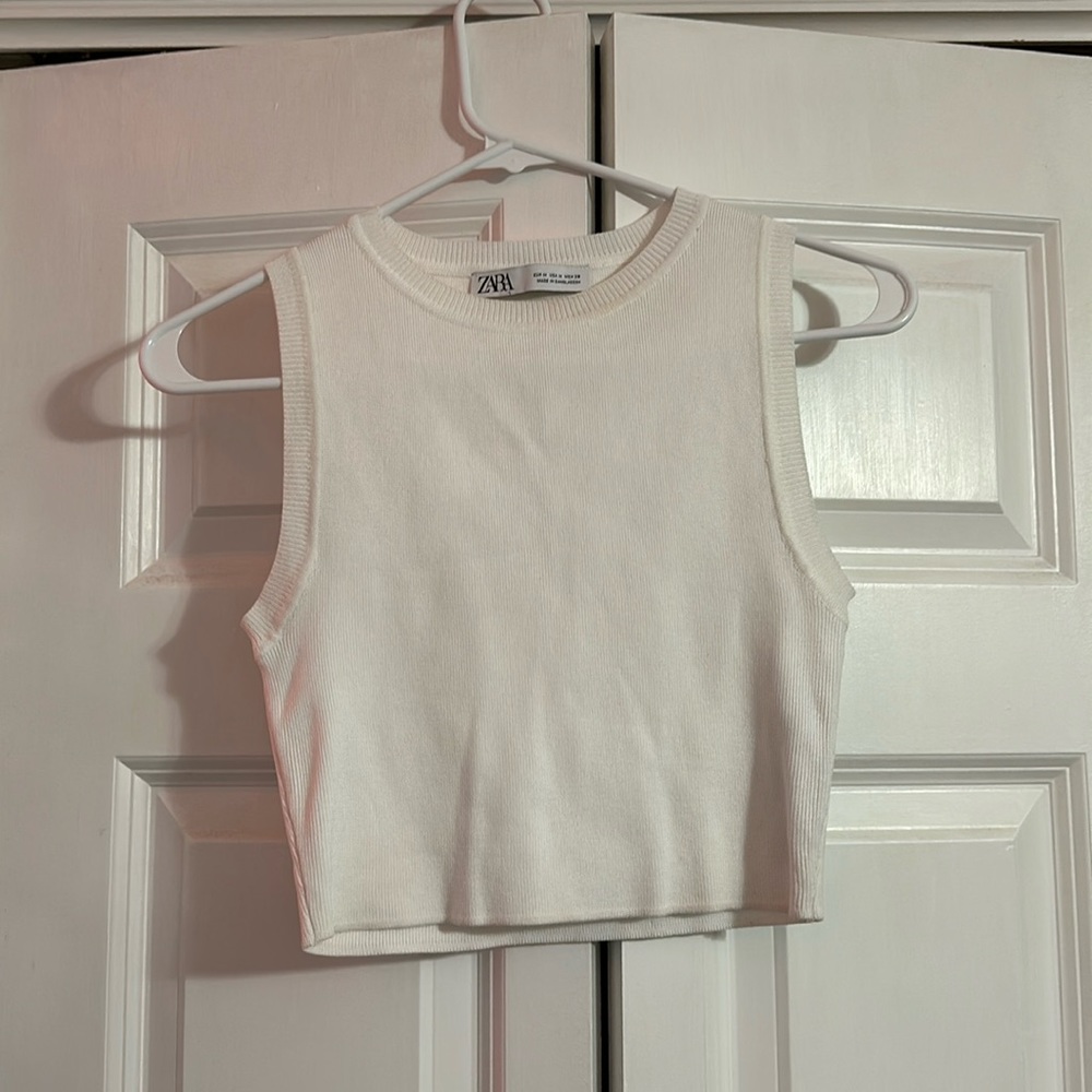 White Zara cropped tank top